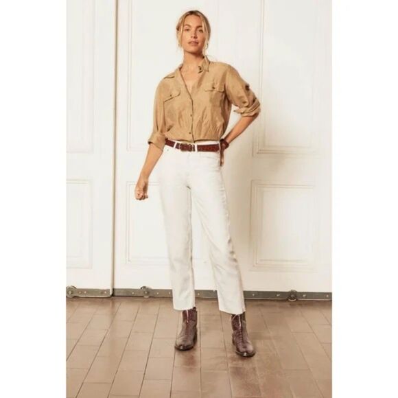 Boyish White Jeans The Tommy High Rise Straight Size 27 Authentic Rigid Raw Hem - Picture 1 of 10